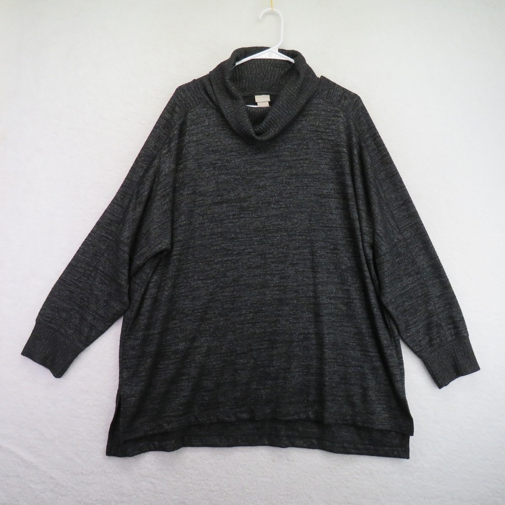 Chicos Zenergy Sweater Womens 4 2XL Gray Cowl Neck Pullover Lightweight Knit Top